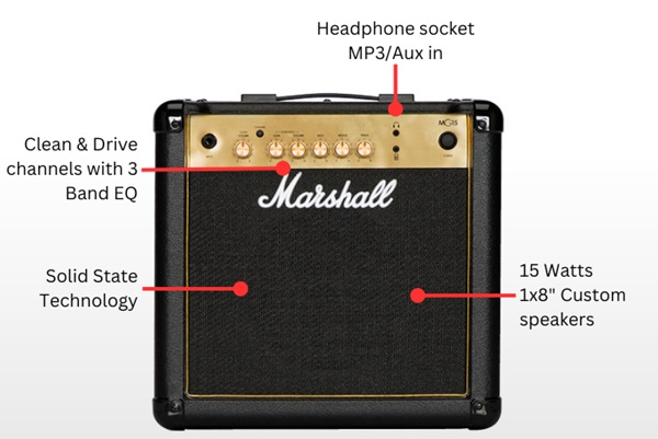 amply đàn Guitar Marshall MG15G cao cấp